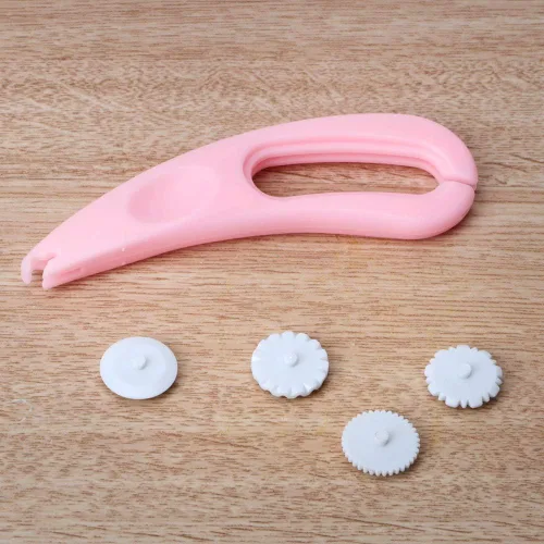 Miniatura 4 de Juego de rodillos para moldes de fondant, 4 ruedas, cortador de fondant, cortador de costura de glaseado, herramientas de pastelería en relieve
