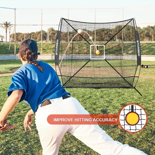 Miniatura 3 de Storgem 6'X6' Baseball Softball Practice Net, Portable Baseball Net for Batting, Hitting, Pitching and Fielding, with Carry Bag, Strike Zone and Bow