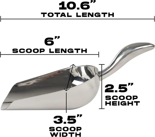 Miniatura 2 de LEMONSODA Cuchara de hielo de acero inoxidable – 14 onzas – Metal inoxidable – Ideal para bar, hielo, harina, café, recipientes – Cuchara de hielo