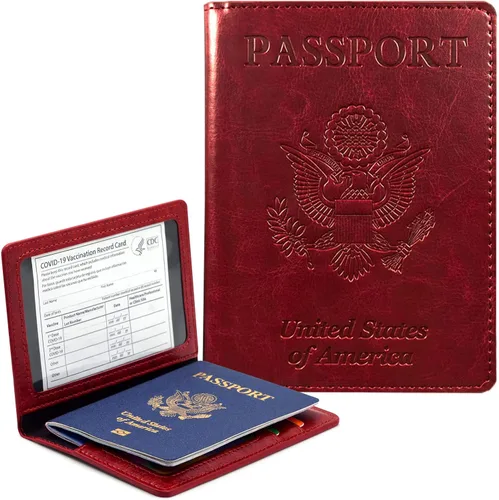 Miniatura 9 de Funda para pasaporte con bloqueo RFID de piel, tarjetero con ranura para tarjetas, accesorios de viaje, organizador de documentos, protector