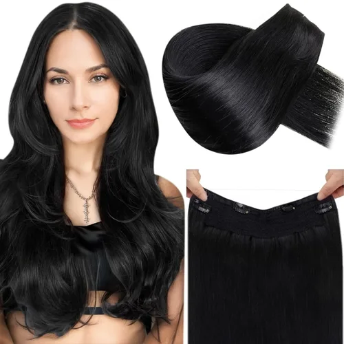 Miniatura 31 de LaaVoo Extensión de cola de caballo de cabello humano marrón para mujer, extensiones de cola de caballo marrón oscuro, extensiones de cabello humano