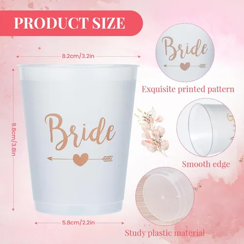 Miniatura 2 de 12 tazas de despedida de soltera, copas de tribu de novia blanca de plástico, decoraciones de despedida de soltera, suministros reutilizables