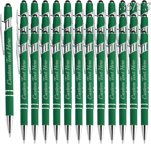 Miniatura 77 de Aolun 108 bolígrafos personalizados al por mayor con stylus grabado, bolígrafos personalizados, metal suave al tacto, grabado de nombre, logotipo