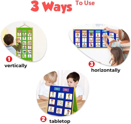 Miniatura 8 de Gran horario visual para niños, tabla de recompensa de tareas domésticas, tabla de rutina para niños pequeños, planificador semanal de doble cara