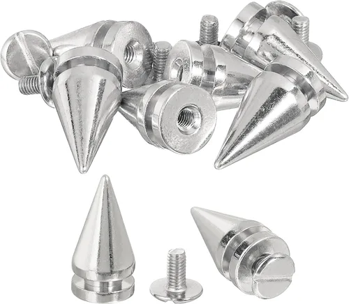 Miniatura 11 de uxcell 8 remaches de espiga de cono de 0.39 x 0.78 pulgadas, tornillos traseros para árbol y picos para manualidades de cuero, ropa, zapatos, Dorado