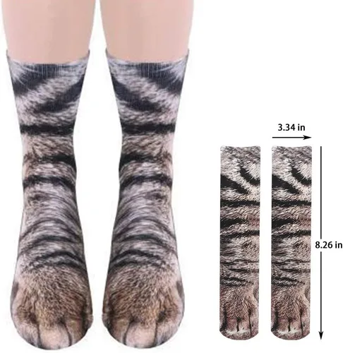 Miniatura 6 de ATROPOS 3 pares de calcetines de pata de animal, calcetines unisex impresos en 3D, calcetines novedosos con patas de animales para hombres, mujeres