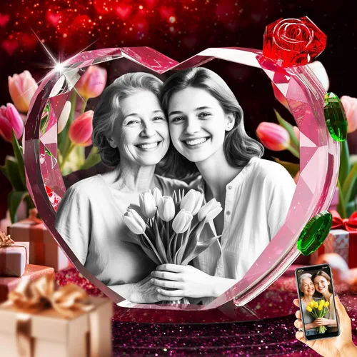 Miniatura 13 de QPCBEBY Foto de cristal 3D con rosa de cristal rojo, regalos personalizados para el día de la madre para mamá, esposa, mujer, ella, novia, pareja