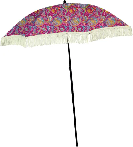 Miniatura 43 de Sombrilla de playa para arena, resistente al viento, con bolsa de anclaje de arena, portátil, flecos, bolsa de mezclilla, cuenta con parte inferior