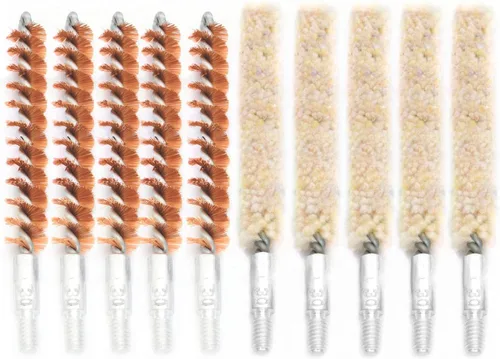 Kit de 10 Cepillos/Hisopos para Ánima, Cepillos de Limpieza para Ánima de Escopeta/Pistola (.30 Cal)