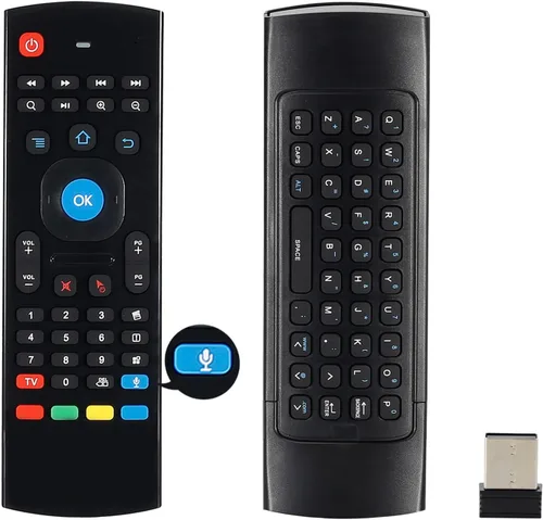 MX3 Air Mouse Control remoto por voz, 2.4G multifuncional Mini teclado inalámbrico Air Mouse remoto para Android Smart TV Box, 3-Gyro y Gsensor,