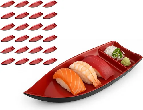 Miniatura 10 de JapanBargain Paquete de 2 platos de sushi con divisor, plato de sashimi japonés de 10 pulgadas, bandeja de aperitivos para salsa de soja, wasabi