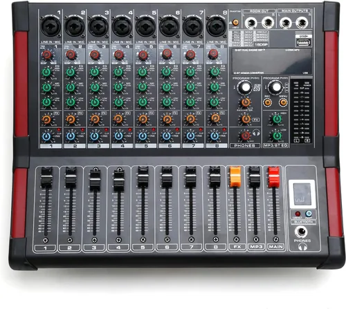 TC-Home 8 canales alimentados mezclador profesional mezcla amplificador 16DSP TRS USB Bluetooth grabación casera