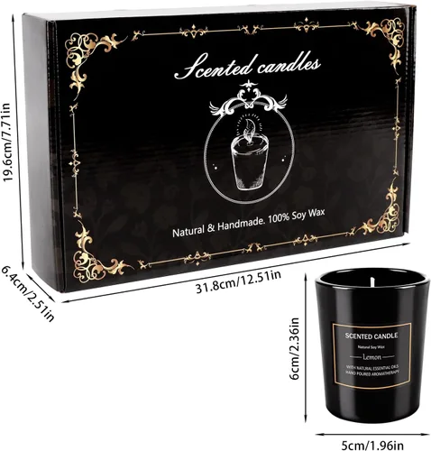 Miniatura 2 de Paquete de 12 velas perfumadas negras de regalo, velas de aromaterapia de cera de soja natural para el hogar, 12 fragancias, perfectas para aliviar