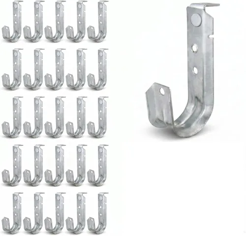 Miniatura 12 de Zonon 1 Pcs J Hooks Ceiling Mount Metal J Hooks Support Heavy Duty G60 Galvanized Steel Cable Management for Hanging Attaching to Vertical Surfaces
