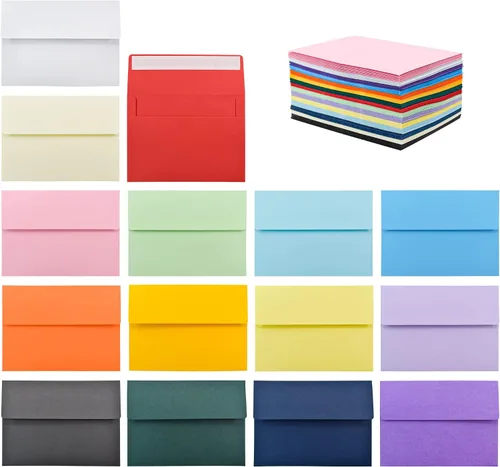 Miniatura 9 de VANRA Paquete de 150 sobres coloridos para invitaciones, sobres A2 a granel para tarjetas de felicitación de 4.25 x 5.5, invitaciones de boda, fotos