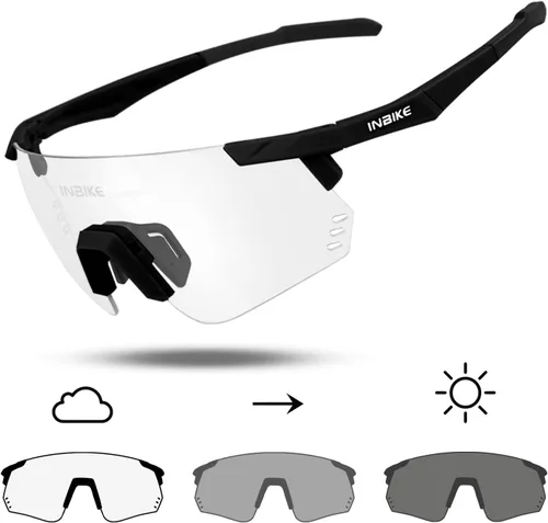 Miniatura 2 de INBIKE Gafas de ciclismo fotocromáticas para hombres y mujeres, polarizadas, protección UV400, gafas de sol deportivas TR90 para bicicleta de Negro