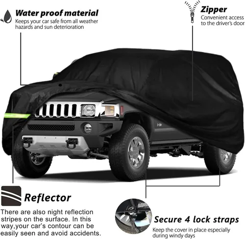 Miniatura 3 de Funda para Auto Compatible con Hummer H2 SUV 2002-2009, de 6 Capas, 210T, Resistente al Viento, para Todo Clima, Impermeable, Protección UV