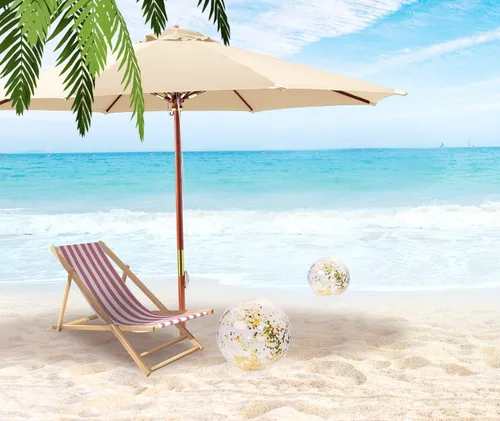 Miniatura 3 de PENTA ANGEL Pelota de playa con purpurina, 2 unidades, inflable, confeti, piscina, fiesta, pelota deportiva de arena transparente para exteriores