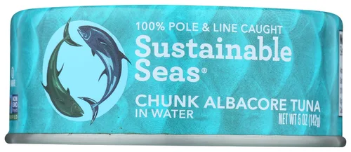 Miniatura 8 de Sustainable Seas, Trozos de atún blanco en agua, sin sal añadida, 5 onzas, probado con mercurio de terceros, 100% capturado de forma sostenible