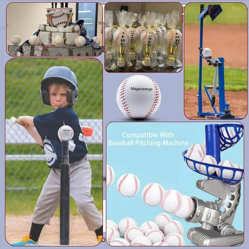 Miniatura 6 de Magicorange Béisbol, Bolas de Espuma para Entrenamiento de Béisbol Bolas de Práctica sin Marcado para Golpear, Lanzamiento Suave, Bateo, Campo