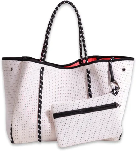 POPUPS Bolso grande de neopreno para mujer - Bolso de mano de diseñador para todos los días, para el trabajo, la playa y viajes con bolsillos y