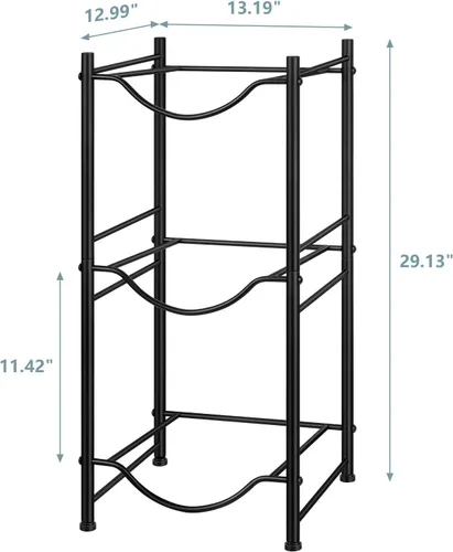 Miniatura 2 de MOOACE Estante para jarra de agua de 3 niveles, soporte desmontable para botellas de agua de 5 galones, estante de almacenamiento, color negro