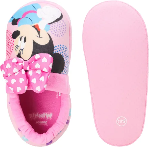 Miniatura 4 de Disney Girls' Minnie Mouse Slippers - Plush Fuzzy Slippers, Non-Skid Sole (ToddlerLittle GirlBig Girl)