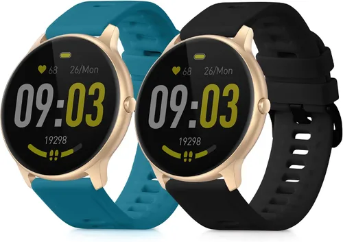 kwmobile Correas compatibles con AGPTEK LW11 - 2 correas de silicona de repuesto, color negro y azul oscuro