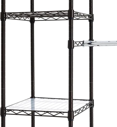 Miniatura 4 de Amazon Basics Organizador de armario colgante de metal expandible y perchero de almacenamiento con estantes, 57-80''L x 14''W x 72''H, Bronce