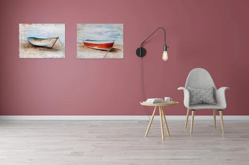 Miniatura 8 de SYGALLERIER Lienzo costero pintado a mano, pintura de naturaleza muerta, cuadros náuticos modernos, arte estético para sala de estar, dormitorio