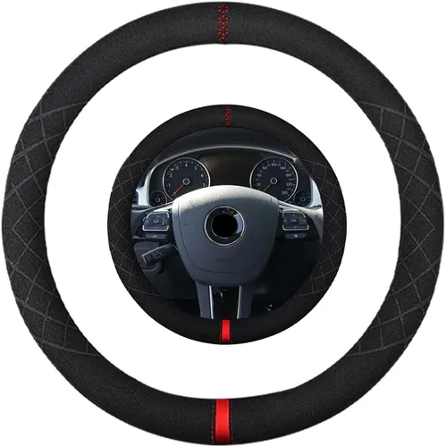 Miniatura 18 de Funda de volante de ante K LAKEY, compatible con Dodge Avenger Grand Caravan Challenger Charger, cubierta de volante deportiva antideslizante
