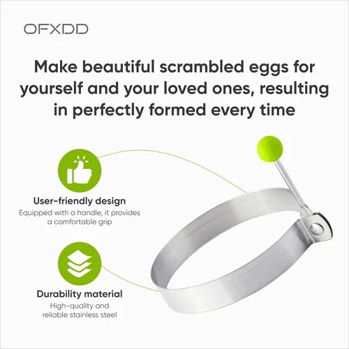 Miniatura 2 de Anillos de huevo para freír huevos para el desayuno - Anillo redondo para cocinar huevos con acero inoxidable - Molde de anillo de huevo Mcmuffin