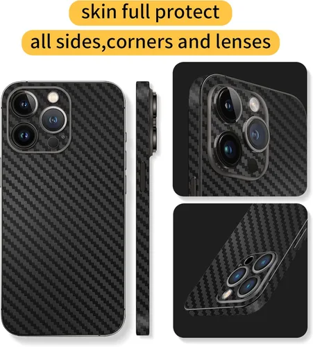 Miniatura 3 de Para iPhone 16 Plus Skin Wrap Carbon Phone Sticker Fiber Vinyl Ultra Thin Ultralight Decal Glass Protector Película protectora para bordes laterales