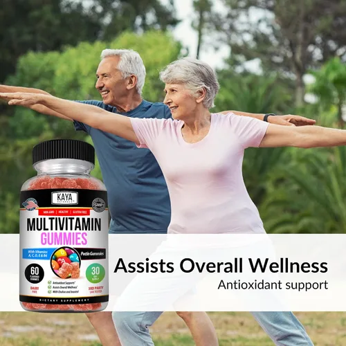 Miniatura 3 de Kaya Naturals Gomitas multivitamínicas para adultos, biotina, vitamina A, C y E, incluyendo zinc y vitamina B-12, ácido fólico, sabor a fresa