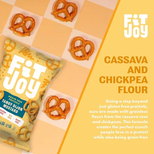 Miniatura 7 de FitJoy Tangy Dijon - Pretzels de mostaza (paquete de 6, 4.5 onzas) – Snacks sin lácteos, nueces y gluten – Raíz de yuca y harina de garbanzos sin