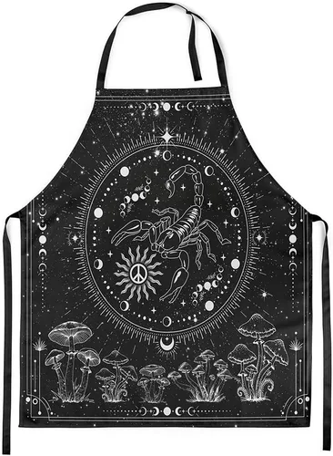 Miniatura 8 de Castle Fairy Delantal de chef negro impermeable delantales para cocinar hornear pintura