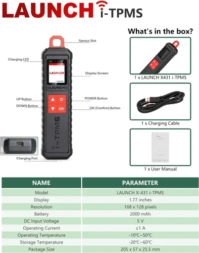 Miniatura 8 de LAUNCH X-431 i-TPMS Sistema de monitor de presión de neumáticos Herramienta de servicio con escáner X-431 y aplicación i-TPMS compatible