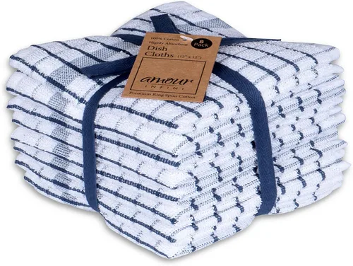 AMOUR INFINI Juego de paños de cocina de 8 unidades - Ultra suaves, altamente absorbentes, paños de cocina de algodón de rizo de secado rápido de