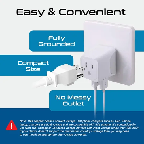 Miniatura 8 de Ceptics Adaptadores británicos para viajes a Londres, Hong Kong, Irlanda - USB-A + USB-C y entrada de Estados Unidos - Adaptador tipo G conectado a