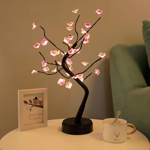 Miniatura 7 de PXBNIUYA Paquete de 2 decoración de habitación, 20 pulgadas, 108 luces LED de árbol bonsái de mesa, lámpara de árbol artificial para bricolaje