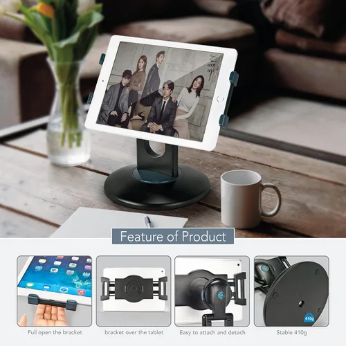 Miniatura 6 de EHO Soporte para iPad, soporte giratorio de 360°, quiosco de venta al por menor, adaptador universal de 6 a 13 pulgadas (pantalla) para iPad, Blanco