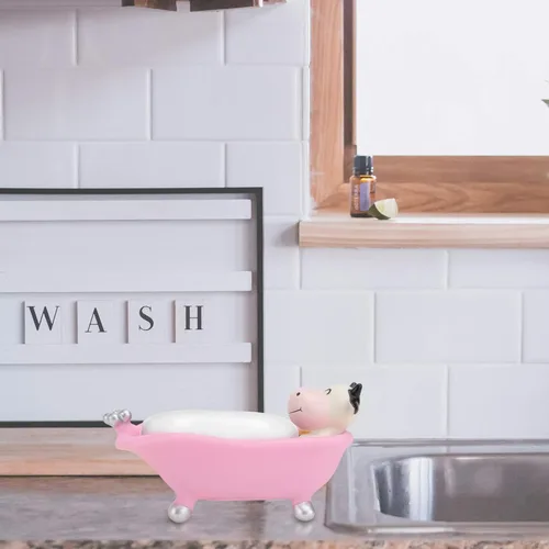 Miniatura 2 de Barra de jabón para niños, bandeja de baño rosa, bandejas de baño para mostrador, platos para niños, bandeja de baño, bandeja de inodoro, caja