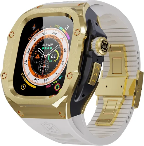 Miniatura 14 de VeveXiao - Funda resistente con correa compatible con Apple Watch Ultra 2 bandas de 49mm, funda protectora de metal con correa de repuesto de goma