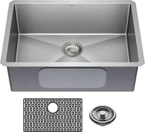 Miniatura 19 de DELTA FAUCET Delta Lenta 953034-24SL-SS - Fregadero de cocina de acero inoxidable calibre 16 de 24 pulgadas con accesorios, color satinado