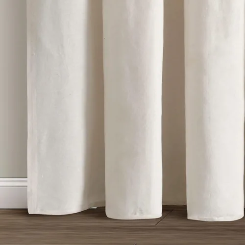 Miniatura 4 de Lush Decor - Cortinas de lino con botones de estilo granja, panel individual, diseño plisado de dos tonos de 40 pulgadas de ancho x 45 pulgadas