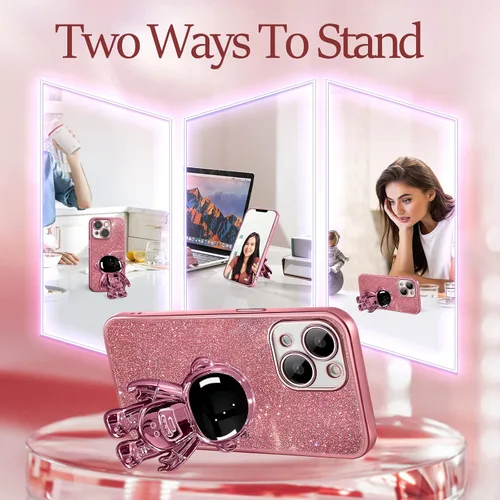 Miniatura 34 de Buleens Funda para iPhone 11 Pro Max Astronauta, Fundas Transparentes para iPhone 11 ProMax con Papel con Purpurina y Soporte de Astronauta, Mujeres