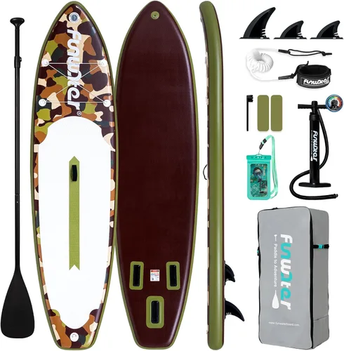 FunWater Inflatable Stand Up Paddle Board with Premium SUP Paddleboard Accessories, Anti-Slip EVA Deck, 11'6''/11'/10'6'' Paddle Boards for Adults &