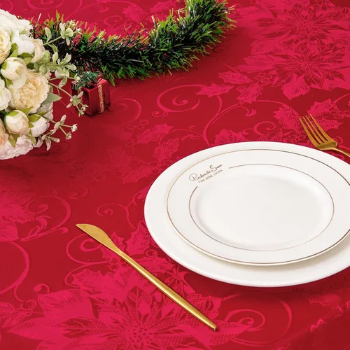 Miniatura 5 de Mebakuk Mantel de Jacquard Navideño Impermeable Elegante con Patrón Floral de Damasco, Tela de Peso Pesado Limpiable Libre de Arrugas Cubiertas