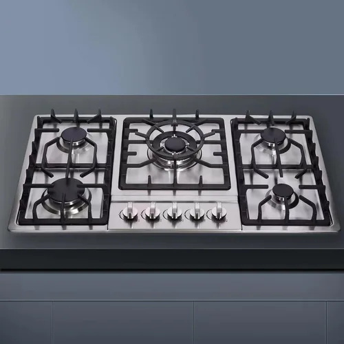 Miniatura 2 de Cocina de gas de 34 pulgadas de acero inoxidable incorporada de 5 quemadores, estufa de gas LPG/NG convertible, cocina de gas de doble combustible