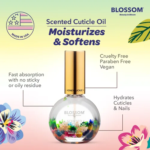 Miniatura 7 de Blossom Aceite para cutículas hidratante, hidratante, fortalecedor, perfumado, infundido con flores reales, fabricado en Estados Unidos, 1.84 fl.